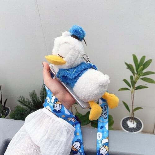 Gelandge Cartoon 3D Duck Flurry Fur Fur Fluffy Case For iPhone 11 Pro Max XS XR SE 8Plus For Cell Phone Wool Back Cover Case