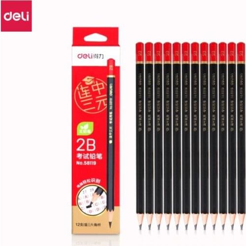 Deli 12pcs 2B pencil cute chinese style student stationery wooden kawaii pencils school & office supplies writing drawing pencil