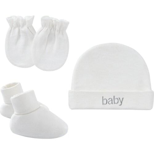 2021 Newborn Hat+Gloves+Socks Set For Baby Boy&Girl Cotton Fall Casual Photography Props Soft Headwear Infant Nightcap Fashion