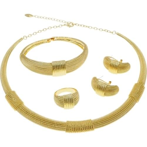 Hot Selling Classic Simple Round Jewelry Set Ladies Necklace Earrings Ring Jewelry Set HV21080335
