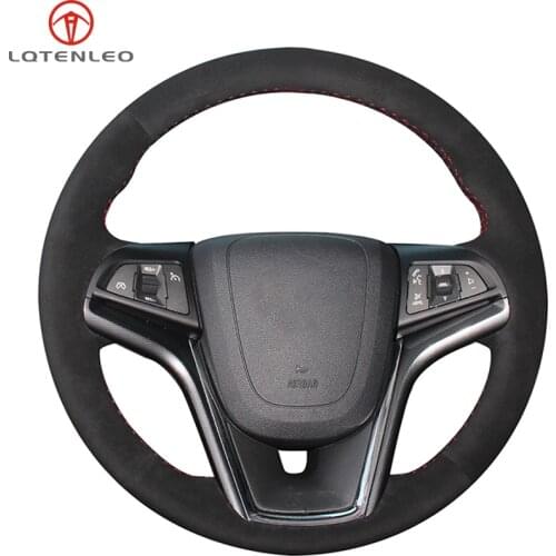 LQTENLEO Black Suede Car Steering Wheel Cover For Chevrolet Malibu 2011-2018 Volt 2011-2015 Camaro 2012-2015 Aveo 2016-2018