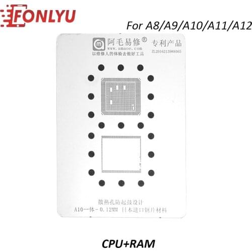 Amaoe Magnetic BGA Reballing Stencil For iPhone A8 A9 A10 A11 A12 CPU RAM Tin Planting Soldering Net Phone Repair Tool Kits