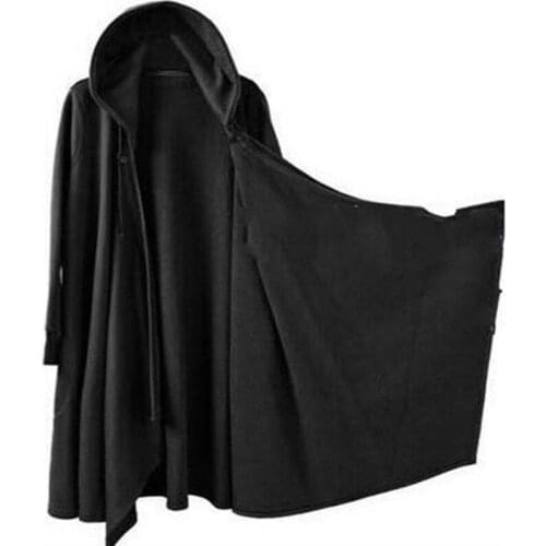 Mens Casual Gothic Long Cloak Cape Trench Coat Loose Jacket Black Punk Outwear