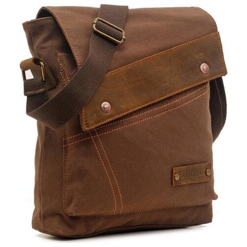Mens Vintage Canvas Leather Shoulder Messenger Bag Crossbody Satchel Bags