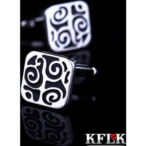 KFLK 2020 Luxury shirt cufflinks for mens Brand cuff buttons Black cuff links High Quality Retro gemelos abotoaduras Jewelry