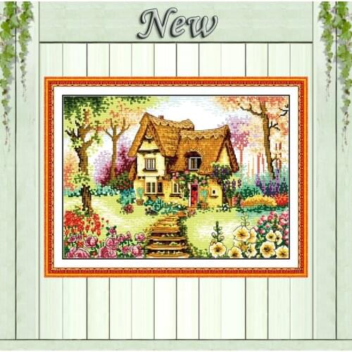 A Country cabin,Counted Printed on canvas DMC 11CT 14CT Cross Stitch kit,needlework Set embroidery,Scenery house Home wall Decor