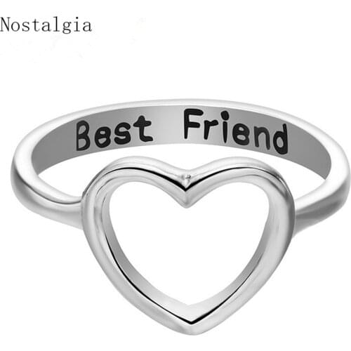 Nostalgia Best Friend Heart Ring Love Friends Gifts For Men Women Friendship Jewelry