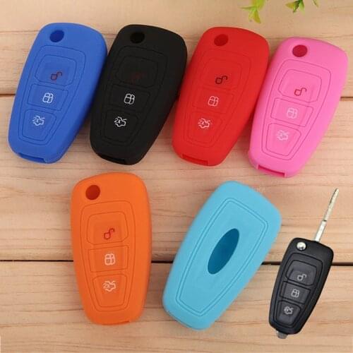 New Folding B Car Styling Silicone Key Cover For Ford Kuga EcoSport New Focus 2 3 Mondeo Fiesta Edge High Quality 6 colors