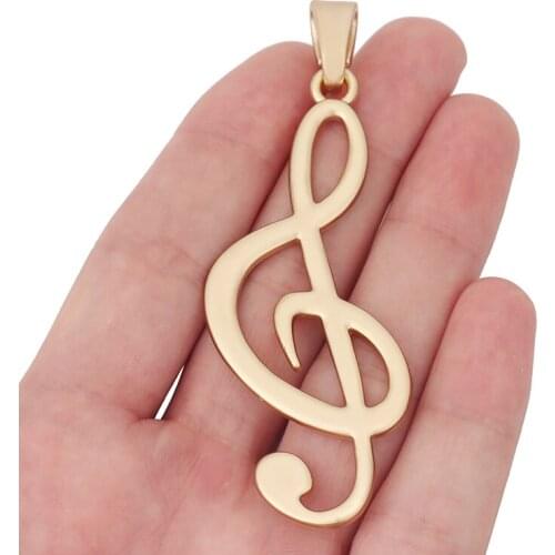 1 x Matte Gold Large Musical Note Treble Clef Charms Pendants for Necklace Jewelry Making Accessories 85x32mm