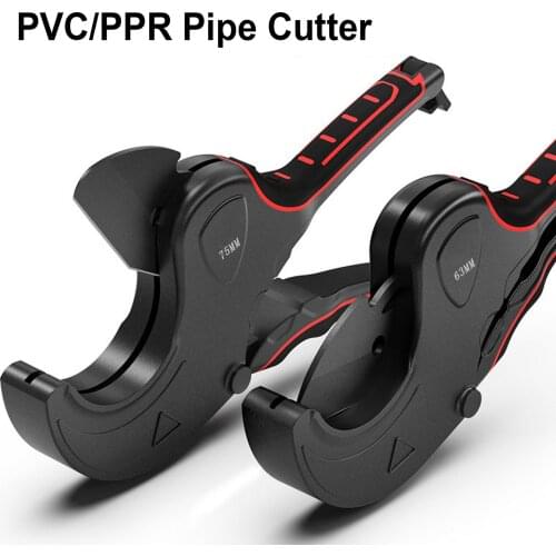 PVC Pipe Cutter 32/42/63/75mm Aluminum Alloy Body SK5 Ratchet Steel Blade Scissors PVC/PU/PP/PE Hose Cutting Hand Tools