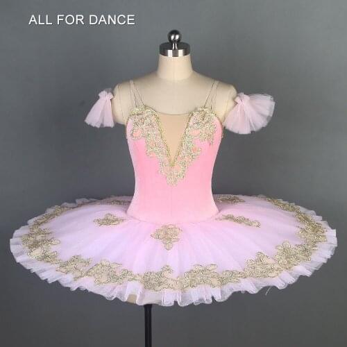 Pink velvet top bodice Pre-professional ballet dance costumes pancake tutu classical ballet tutu dance costumes ballet tutu