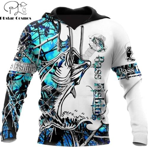 Bass Fishing Blue Camo tattoo 3D Printed Men Hoodie Autumn and winter Unisex Sweatshirt Zip Pullover Casual Streetwear KJ418