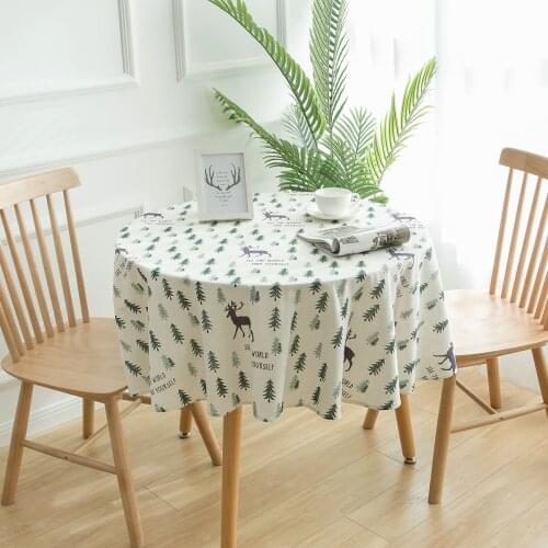 Table Cloth Linen cotton Tablecloth for Round Coffee Tree Table Home Kitchen Dining Decor Design Christmas Elk tablecloth