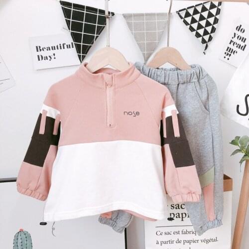 2 3 4 5 6 7 Years Kids Tracksuit Casual Korean Splice Jacket Pants Clothing Sets Autumn New Arrival Sports Suits For Boy 2019