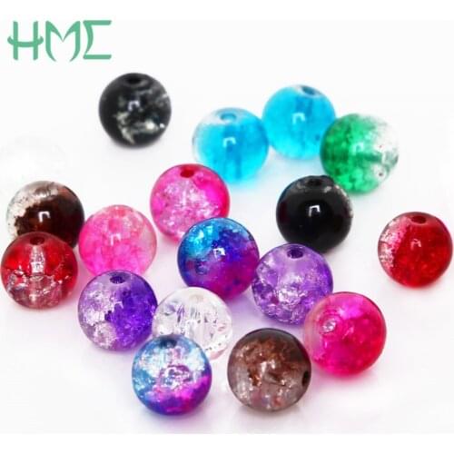 100pcs 4mm Hand Made Two-Tone Color Crackle Crystal Glass Ball Beads For Women Bracelet Necklace Earring Charms Jewelry Making