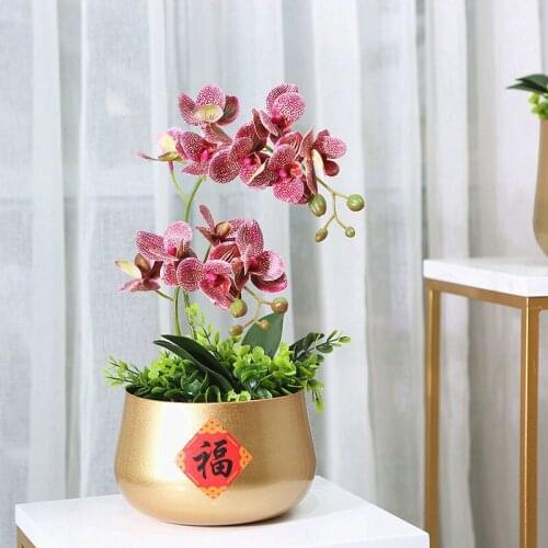 Light Luxury Golden Wrought Iron Flower Pot Vase Nordic Metal Tabletop Floral Ornaments Home Decoration Living Room Decoration
