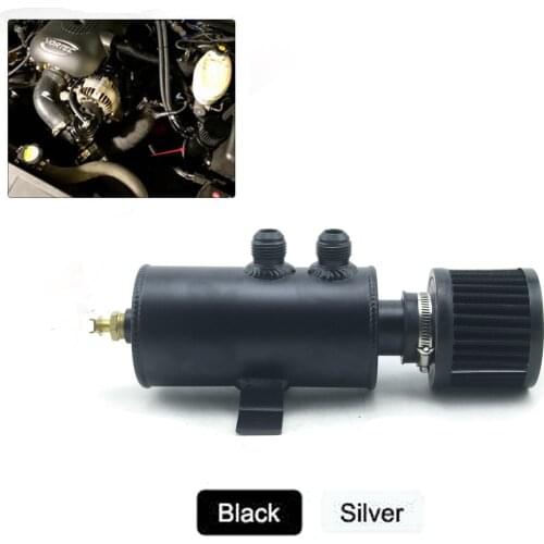 Universal 0.75L Oil Catch Can Tank with Breather Filter Aluminium 10 AN Round Brushed Baffled Separator bracket