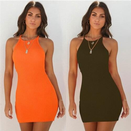 WJFZQM Fashion Off Shoulder Dress O Neck Sexy Beach Vintage Party Casual Bodycon Dresses Spring Summer Ribbed Mini Dress Women