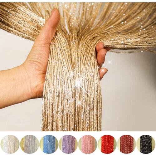 Shiny Tassel Silver Line String Curtain Fashion Valance Living Room Divider Wedding DIY Home Decoration Window Door 300 x 290cm