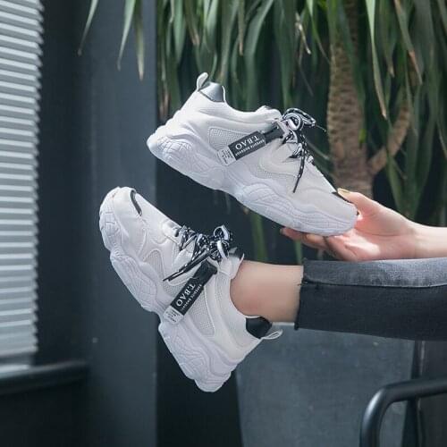 Womens Shoes 2021 Summer Comfort Lace Up Platform White Shoes Ladies Breathable Casual Sports Shoes Ladies Non Slip Sneakers