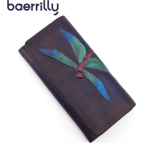 National Style Women Wallets With Phone Case Coin Purse Leather Female Long Clutch Bags Genuine Leather Women Wallet Card Holder