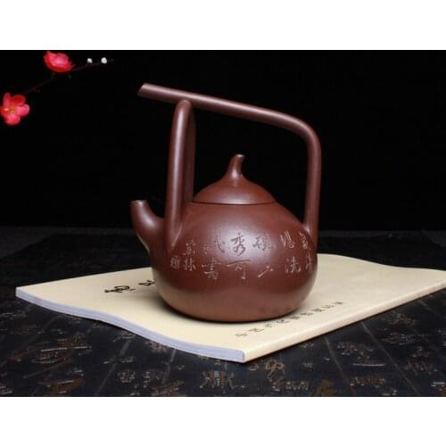 Famous craftsmen pottery carved by hand the teapot dongpo girder hong-lin Chen fine carved painting the teapot