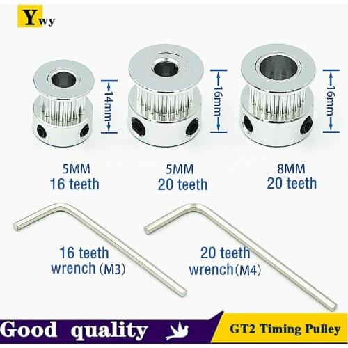 5pcs 3D Printer Parts GT2 Timing Pulley 16 Tooth 2GT 20 Teeth Aluminum Bore 5mm 8mm Synchronous Wheels Gear Part For Width 6mm