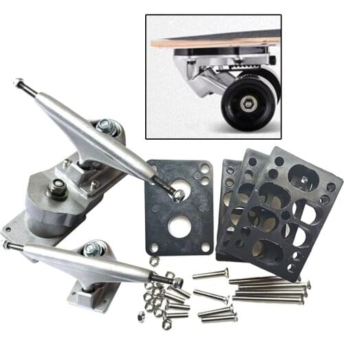 1 Set 6.25''/158mm Durable Aluminum Alloy Longboard Trucks Set Skateboard Riser Pads Hardware Parts Universal Replacement