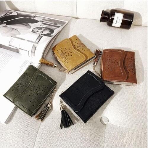 10 pcs Fashion Hollow out Women small wallet Soft PU Leather Womens Clutch Wallet Female Designer Ladies Wallets Coin Card Pur