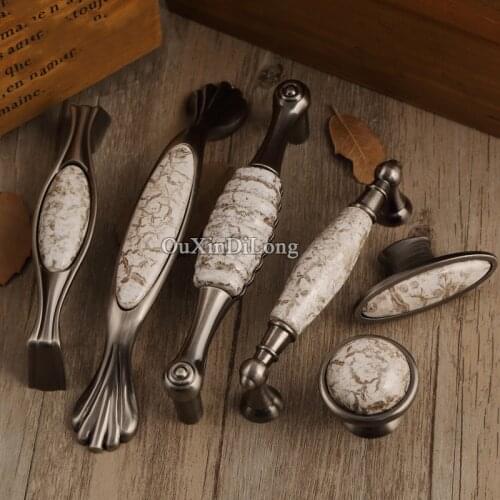 Top Designed 10PCS European Antique Kitchen Door Furniture Handles Ceramic Cupboard Wardrobe Drawer Cabinet Pulls Knobs&Handles