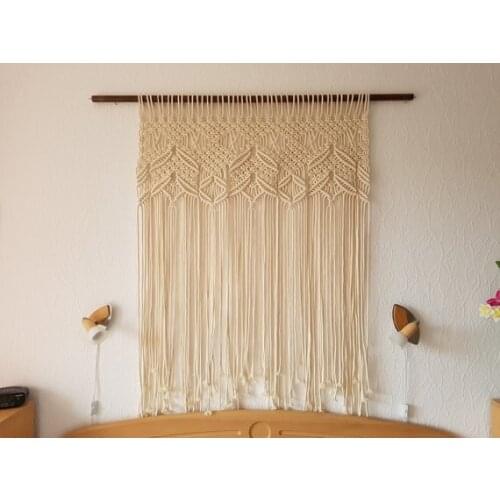 105 Cm X 145 Cm Macrame Wall Art Handmade Cotton Wall Hanging Tapestry with Bohemia Home Wedding Garden Party Decoration