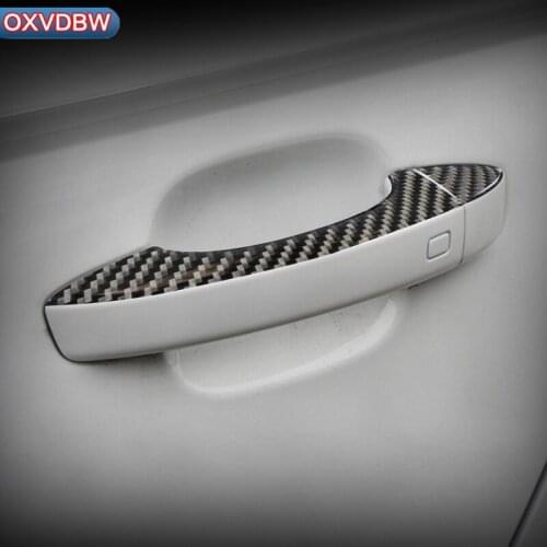 4PCS Carbon Fiber Door Handle Anti-collision Strips Car Stickers For Audi A6 C7 interior trim accessories Car Styling 2011-2018