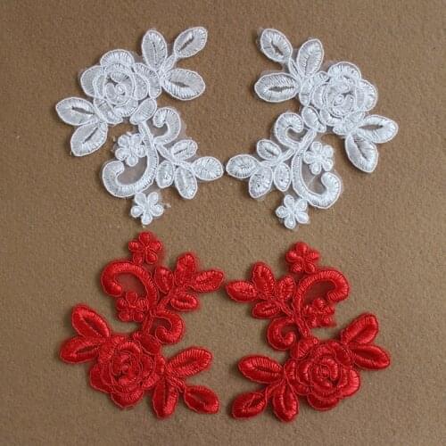 5Pairs/10 Pieces Hot Sale Royal White Red Embroidered Lace Applique Lace Trim Dress DIY Lace Accessories 10.5*8.5cm