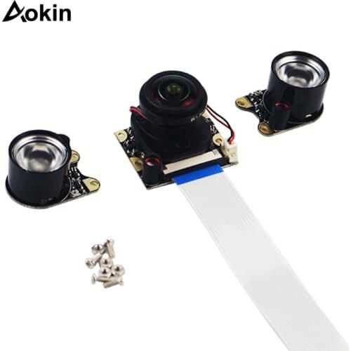 5MP Camera Video Module 175 Degree Wide Angle + 2 IR Light +16cm FFC cable For Raspberry Pi 3 Model B+ 3 2 Night version camera