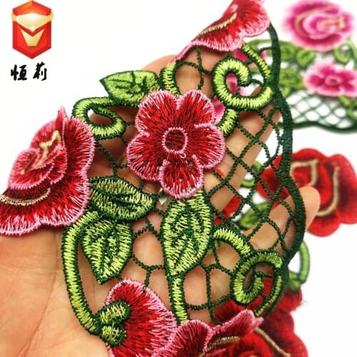 6pairs/lot Luxury Large Sewn Embroidery Patch for Women Shirt Dress Clothing Decoration Black Rose Flower Badge Applique