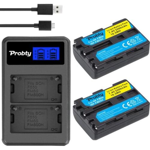 7.4V 2200mAh NP-FM50 NPFM50 NP FM50 FM50h Battery+LCD Dual Charger for Sony NP-FM51 NP-FM30 NP-FM55H DCR-PC101 A100 Series
