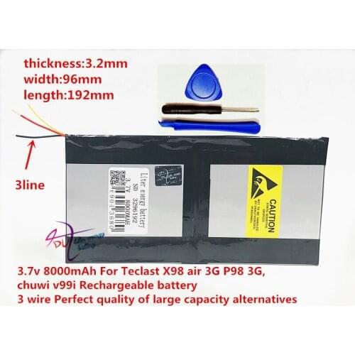 3.7v 8000mAh For Teclast X98 air 3G P98 3G, v99i Tablet PC Battery 3 wire Perfect quality of large capacity alternatives