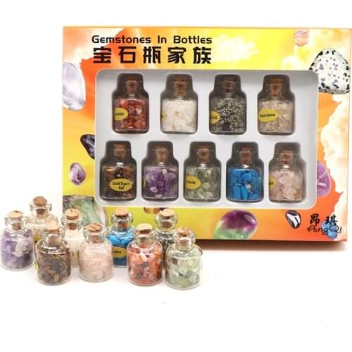 Free shipping Crystal Gravel Teaching material Wishing Bottle Set Mini Bottled Mineral Specimen Drift Bottle Home Craft Souvenir
