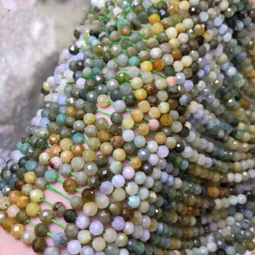 LOOSE BEADS Round FACETED grident green 4-4.5mm Wholesale for DIY jewelry necklace 36cm