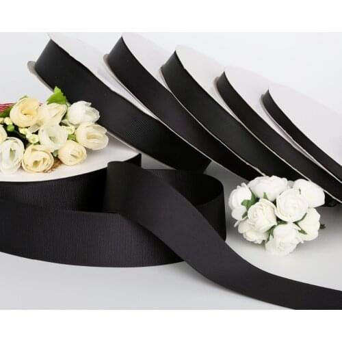 Width 7mm/10mm/15mm/20mm/25mm/38mm Black Ribbon Grosgrain Ribbon Roll Packing For DIY Handmade Hair Bow & Sewing(5 yards/lot)