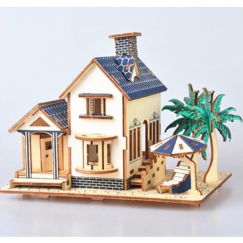 DIY Model toys 3D Wooden Puzzle-Sea view villa Wooden Kits Puzzle Game Assembling Toys Gift for Kids Adult P30