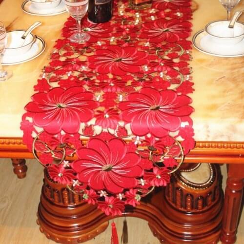 Table runner luxury embroidered red wedding table runner floral handmade embroidered table runner luxury table runners for event