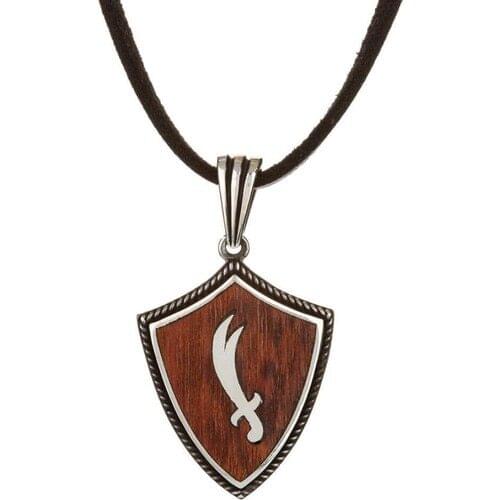 Hz Ali Zulfikar Sword on Snake Tree Background Mens Necklace Muslim Gift Justice