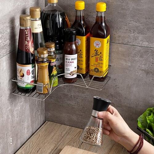 Kitchen Organizer Wall Mount Bracket Wall Storage Rack Box Spice Jar Rack Cabinet Shelf Kitchen Gadget Supplies Bathroom Rack