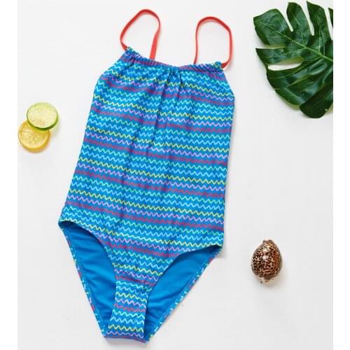 Girls swimsuit 7-14Y Teenager Girls swimwear Swimsuit for kid girls Strip print Children Swimwear High quality Kids Beachwear