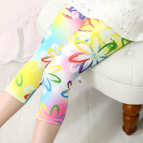Kids Girls Leggings Spring Summer Flower Printed Children Trousers Girl Casual Pencil Pants Cute Toddler Leggings