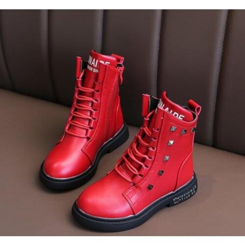 New Kids Fashion Black Red Ankle Boots Baby Girls Boys Autumn Zip Brand Short Boots Children Casual Dress Kids Boots Girls 27-37