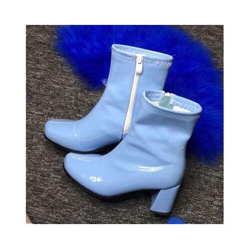 7 cm new fall/winter fashion PU leather thick heels, sexy, thick soles with square heels and high heels for ladies ankle boots