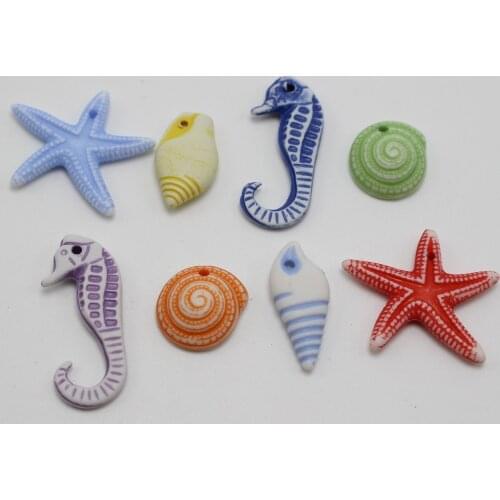 100 Mixed Color Acrylic Assorted Sea Oceans Design Plastic Pendants Kids Craft