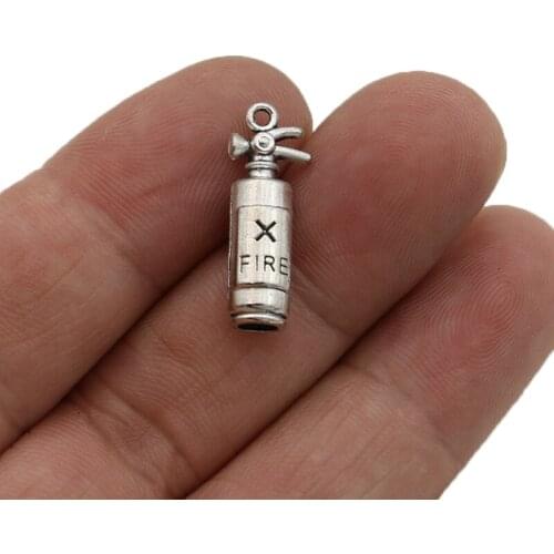20PCS Silver Plated Fire Extinguisher Charms Pendants for Jewelry Making Bracelet DIY Accessories 23x8mm